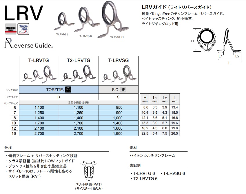 T-LRVSG ,両足,富士工業 Fuji ｜釣具のイシグロ｜ロッドビルディング